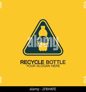 Recyclez la bouteille plastique logo icône vecteur illustration design.bouteille avec symbole de recyclage. Symbole de recyclage en plastique icône plate-illustration vectorielle Illustration de Vecteur