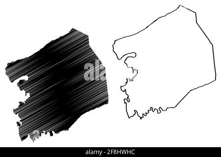 Montgomery County, Commonwealth of Virginia (comté des États-Unis, États-Unis d'Amérique, États-Unis, États-Unis, États-Unis) carte illustration vectorielle, scribble sketch Montgomery Illustration de Vecteur