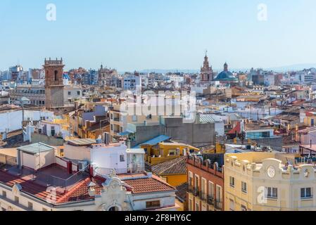 Vue aérienne de Valence avec torre de sant Bartomeu, Espagne Banque D'Images