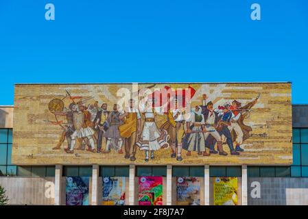 TIRANA, ALBANIE, 29 SEPTEMBRE 2019 : la mosaïque au musée national d'histoire de Tirana, Albanie Banque D'Images