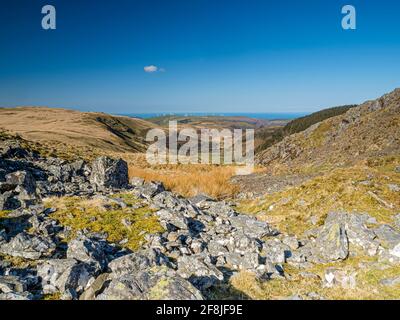 Vue sur la région autour du réservoir de Nant y Moch à Ceredigion, au centre du pays de Galles. Banque D'Images