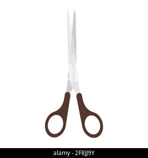 Outil de coupe vectorielle en forme de ciseaux icône illustration conception blanche isolée. Panneau d'équipement d'outil à ciseaux en papier de symbole noir. Descripteur de modèle de forme d'objet métier Illustration de Vecteur