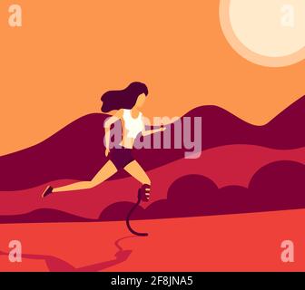 Fille de course à pied prothétique, art vectoriel Illustration de Vecteur