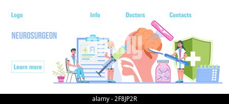 Vecteur de concept neurochirurgien pour la page d'accueil médicale. Neurologue traiter le cerveau. Neurologie, démence, métaphore de la maladie d'Alzheimer. Sclérose en plaques, héa mentale Illustration de Vecteur