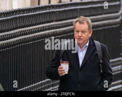 Londres, Royaume-Uni. 14 avril 2021. Le Lord Frost, David Frost, ministre d'État au Cabinet Office, président britannique du Conseil de partenariat UE-Royaume-Uni entre dans Downing Street, Londres Royaume-Uni crédit: Ian Davidson/Alay Live News Banque D'Images