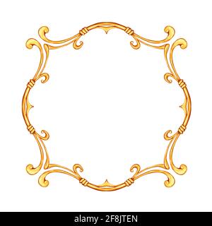 Cadre simple or vintage. Bordure, élément décoratif Banque D'Images