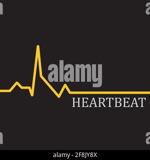 Moniteur de battements cardiaques icône de vecteur art de ligne de pouls, battement de cœur ECG. Symbole de cardiologie. Logo pour cardiologue. Icône médicale Illustration de Vecteur