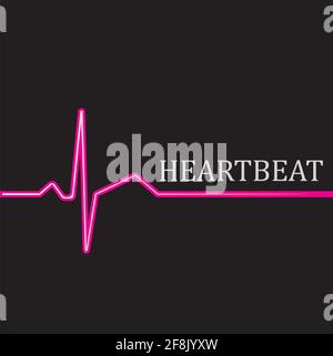 Moniteur de battements cardiaques icône de vecteur art de ligne de pouls, battement de cœur ECG. Symbole de cardiologie. Logo pour cardiologue. Icône médicale Illustration de Vecteur