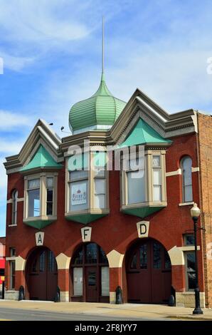 Aurora, Illinois, États-Unis. Le Musée régional des incendies d'Aurora est situé dans l'ancienne caserne centrale de pompiers d'Aurora, construite en 1894. Banque D'Images
