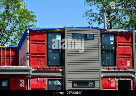 St. Charles, Illinois, États-Unis. Une maison modulaire préfabriquée construite dans la banlieue de Chicago. Banque D'Images