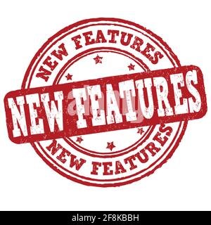 Nouvelles fonctionnalités tampon en caoutchouc grunge sur fond blanc, illustration vectorielle Illustration de Vecteur