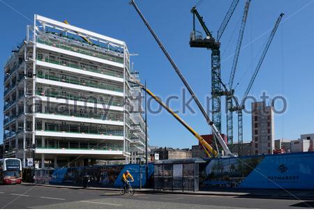 Réaménagement du site de Haymarket Gap depuis Dalry Road, Édimbourg, Écosse Banque D'Images