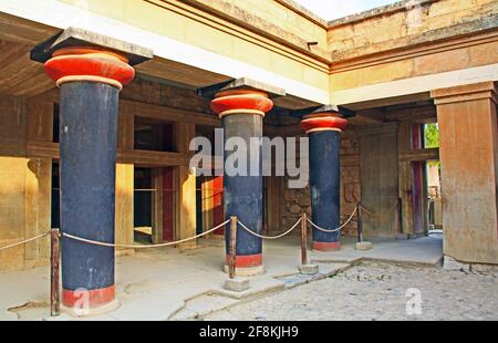 Le Megaron du roi dans le palais de Knossos en Crète, Grèce Banque D'Images