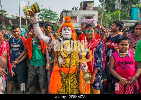 Gajan est un festival rural du Bengale. Il se tient à la fin du mois de Chaitra dans différentes parties du Bengale occidental. Banque D'Images