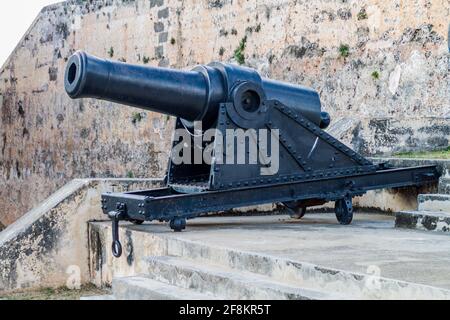 Cannon au château de Castillo de Jagua, Cuba Banque D'Images