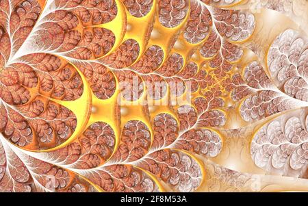 Motif abstrait en verre teinté. Illustration en vitraux avec tourbillons et feuilles abstraits, orientation horizontale. Banque D'Images