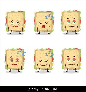 Personnage de dessin animé de sandwich avec expression de sommeil. Illustration vectorielle Illustration de Vecteur