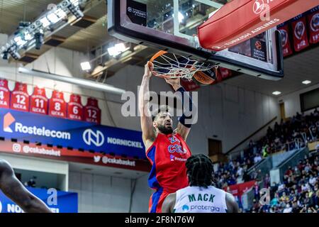 Moscou, Russie. 14 avril 2021. Tornike Shengelia, #23 de CSKA Moscou en action pendant la Turkish Airlines EuroLeague Round 25 de la saison 2020-2021 entre CSKA Moscou et Panathinaikos OPAP Athènes à la Megasport Arena.final Score; CSKA Moscou 93:86 Panathinaikos OPAP Athènes. (Photo de Nicholas Muller/SOPA Images/Sipa USA) crédit: SIPA USA/Alay Live News Banque D'Images