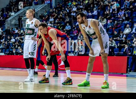 Moscou, Russie. 14 avril 2021. Johannes Voigtmann, #17 de CSKA Moscou pendant l'Euroligue Turkish Airlines série 25 de la saison 2020-2021 entre CSKA Moscou et Panathinaikos OPAP Athènes à la Megasport Arena.final Score; CSKA Moscou 93:86 Panathinaikos OPAP Athènes. (Photo de Nicholas Muller/SOPA Images/Sipa USA) crédit: SIPA USA/Alay Live News Banque D'Images