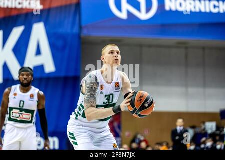 Moscou, Russie. 14 avril 2021. #30 Aaron White de Panathinaikos OPAP Athènes en action pendant la Turkish Airlines EuroLeague Round 25 de la saison 2020-2021 entre CSKA Moscou et Panathinaikos OPAP Athènes à la Megasport Arena.final Score; CSKA Moscou 93:86 Panathinaikos OPAP Athènes. (Photo de Nicholas Muller/SOPA Images/Sipa USA) crédit: SIPA USA/Alay Live News Banque D'Images