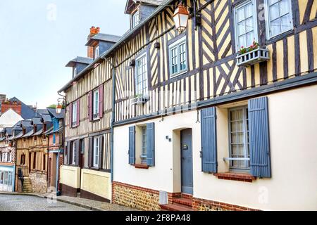 Maisons historiques à Honfleur,. France Banque D'Images