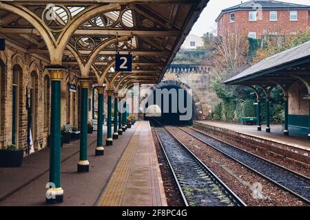 Le paysage de la gare ferroviaire de Knaresborough, Royaume-Uni Banque D'Images