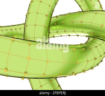 Forme géométrique abstraite avec noeud en trèfle. Rendu 3D. Modèle de boucle infinie filaire polygonale Banque D'Images