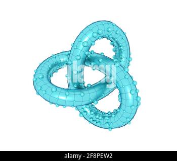 Forme géométrique abstraite avec noeud en trèfle. Rendu 3D. Modèle de boucle infinie filaire polygonale Banque D'Images