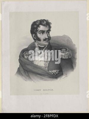 Bolivar, Simon Lithograph: Engelmann, Godefroy (1788) Rapporteur pour avis: Maurin, Nicolas Eustache Banque D'Images
