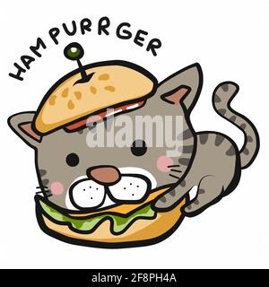 Illustration vectorielle de dessin animé Hampurrger (Tabby Cat in hamburger) Illustration de Vecteur