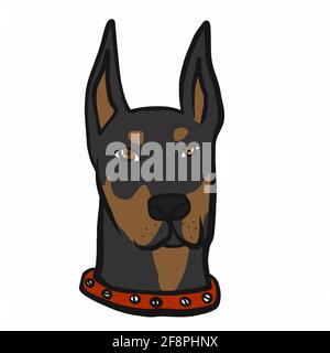 Illustration vectorielle de dessin animé de visage de chien Doberman Illustration de Vecteur