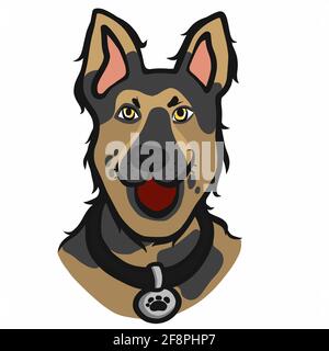 Illustration vectorielle de dessin animé de visage de chien alsacien Illustration de Vecteur