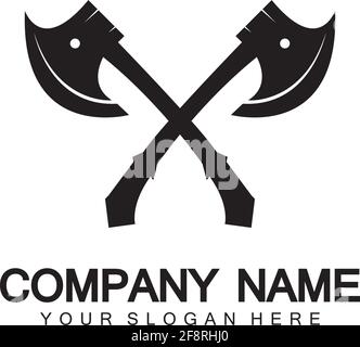 Logo War AX. Le bourreau de guerre hache viking bataille hache en vecteur Illustration de Vecteur