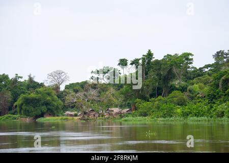 Congo River Village, République démocratique du Congo, Afrique centrale. Banque D'Images