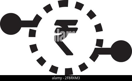 Symbole vectoriel d'icône de monnaie roupie numérique et signe pour le numérique transactions de l'actif et du portefeuille dans un glyphe de couleur plate illustration du pictogramme Illustration de Vecteur