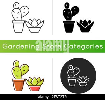 Icône de succulents et de cactus Illustration de Vecteur