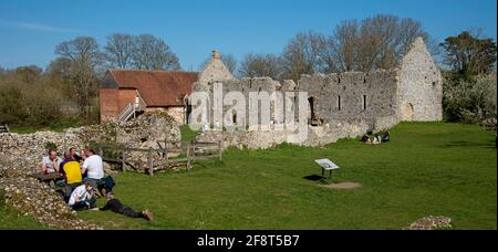 Bishop's Waltham, Winchester, Hampshire, Angleterre, Royaume-Uni. 2021. La ruine principalement du palais de l'évêque Waltham, près de Winchester, Royaume-Uni. Banque D'Images
