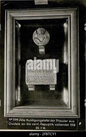 Ancien conseil d'administration de Friuler de Cividale à vent.repuplik terminé 1518 23.7.18. . Banque D'Images