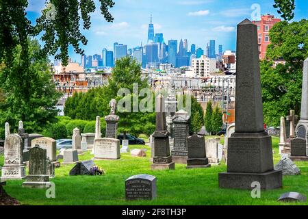 Tombeaux du cimetière Greenwood de Brooklyn, New York Banque D'Images