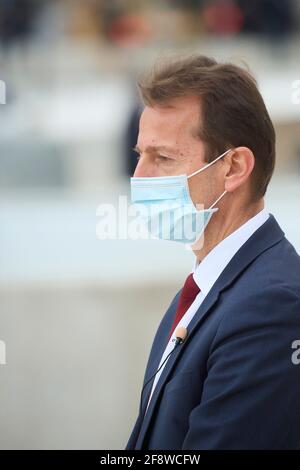 Getafe, Madrid, Espagne. 15 avril 2021. Guillaume Faury, PDG D'AIRBUS participe à l'inauguration du nouveau campus d'Airbus le 15 avril 2021 à Getafe, Espagne crédit : Jack Abuin/ZUMA Wire/Alay Live News Banque D'Images