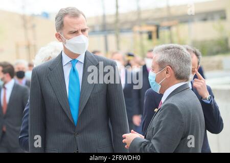 Getafe, Madrid, Espagne. 15 avril 2021. Le roi Felipe VI d'Espagne assiste à l'ouverture du nouveau campus d'Airbus le 15 avril 2021 à Getafe, Espagne crédit: Jack Abuin/ZUMA Wire/Alay Live News Banque D'Images