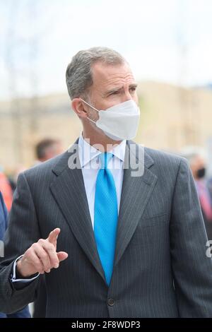 Getafe, Madrid, Espagne. 15 avril 2021. Le roi Felipe VI d'Espagne assiste à l'ouverture du nouveau campus d'Airbus le 15 avril 2021 à Getafe, Espagne crédit: Jack Abuin/ZUMA Wire/Alay Live News Banque D'Images