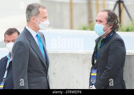 Getafe, Madrid, Espagne. 15 avril 2021. Le roi Felipe VI d'Espagne assiste à l'ouverture du nouveau campus d'Airbus le 15 avril 2021 à Getafe, Espagne crédit: Jack Abuin/ZUMA Wire/Alay Live News Banque D'Images