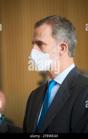 Getafe, Madrid, Espagne. 15 avril 2021. Le roi Felipe VI d'Espagne assiste à l'ouverture du nouveau campus d'Airbus le 15 avril 2021 à Getafe, Espagne crédit: Jack Abuin/ZUMA Wire/Alay Live News Banque D'Images