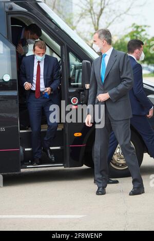 Getafe, Madrid, Espagne. 15 avril 2021. Le roi Felipe VI d'Espagne assiste à l'ouverture du nouveau campus d'Airbus le 15 avril 2021 à Getafe, Espagne crédit: Jack Abuin/ZUMA Wire/Alay Live News Banque D'Images