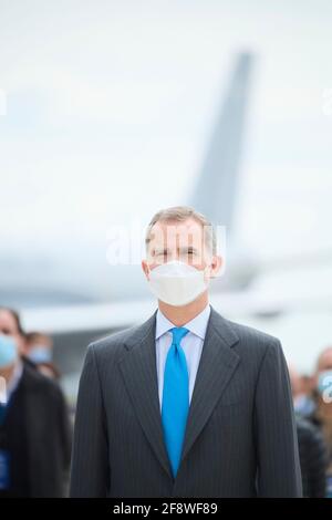 Getafe, Madrid, Espagne. 15 avril 2021. Le roi Felipe VI d'Espagne assiste à l'ouverture du nouveau campus d'Airbus le 15 avril 2021 à Getafe, Espagne crédit: Jack Abuin/ZUMA Wire/Alay Live News Banque D'Images