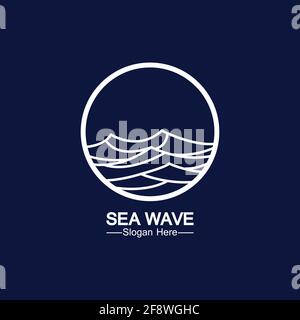 sea ocean wave line logo simple monoline style vecteur icône illustration du symbole Illustration de Vecteur
