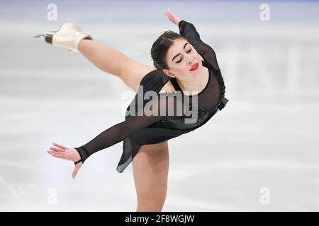 Anastasiia ARKHIPOVA UKR, au cours du programme Ladies Short aux Championnats du monde de patinage artistique 2021 de l'UIP à Ericsson Globe, le 24 mars 2021 à Stockholm, Suède. (Photo de Raniero Corbelletti/AFLO) Banque D'Images