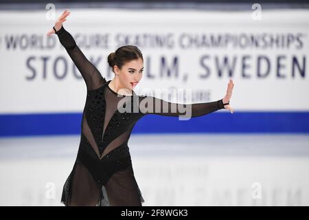 Anastasiia ARKHIPOVA UKR, au cours du programme Ladies Short aux Championnats du monde de patinage artistique 2021 de l'UIP à Ericsson Globe, le 24 mars 2021 à Stockholm, Suède. (Photo de Raniero Corbelletti/AFLO) Banque D'Images