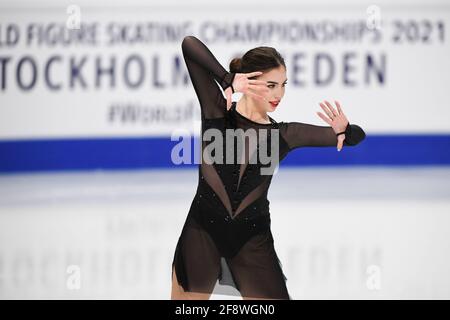 Anastasiia ARKHIPOVA UKR, au cours du programme Ladies Short aux Championnats du monde de patinage artistique 2021 de l'UIP à Ericsson Globe, le 24 mars 2021 à Stockholm, Suède. (Photo de Raniero Corbelletti/AFLO) Banque D'Images